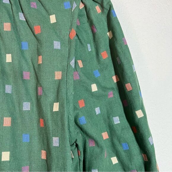 Ro & De Green Box Long Sleeve Button Down at Back Ruffle Round Neck Womens Small - Picture 3 of 7